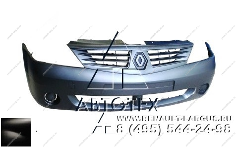 Бампер передний без птф RENAULT Logan/Рено Логан крашеный 676 Noir nachre Черная жемчужина фаза 1 ЛЮКС/Полноокраш. Кампласт