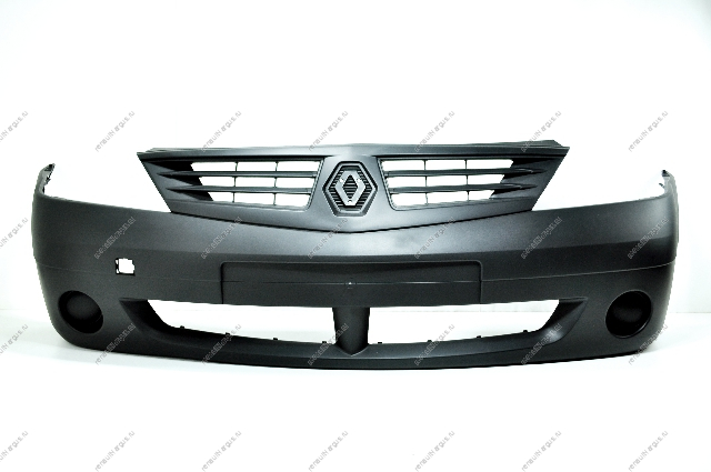 Бампер передний RENAULT Logan до 2010 г под окраску, под птф с верхней решеткой 6001551338 API