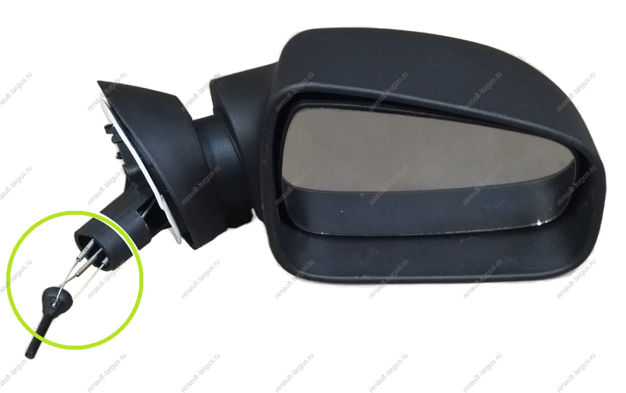 УЦЕНКА Зеркало LADA Largus/RENAULT Logan прав после 2010 мех. трос цельнокорпус ( Сорваны гнёзда креплания тросиков ) ГрандРиал