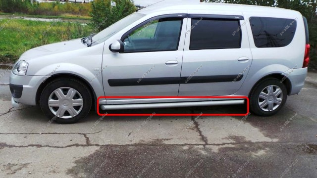 Защита LADA Largus порогов труба 63,5 мм (нержавеющая сталь) Тольятти