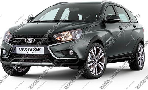 Накладка переднего бампера левая+правая Lada Vesta SW Cross крашенная 496 Фантом (серо-голубой) к-т Lada