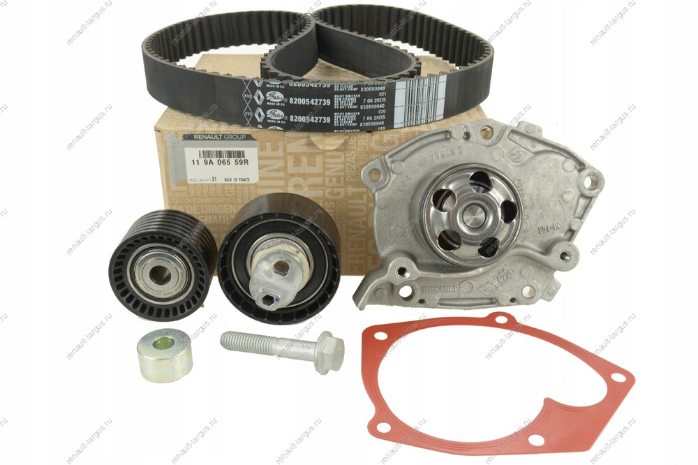 Комплект ГРМ RENAULT Duster ремень+2 ролика дв F4R(130C13130R+водяной насос7701479043 Renault