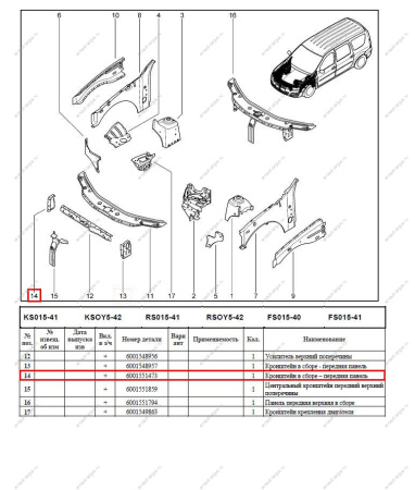 Стойка рамки радиатора LADA Largus/Лада Ларгус правая Renault