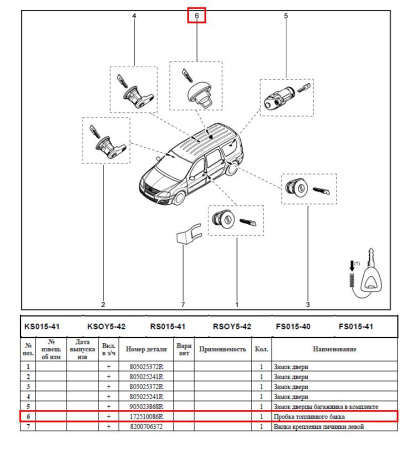 Пробка LADA Largus/Лада Ларгус топливного бака с ключом LADA