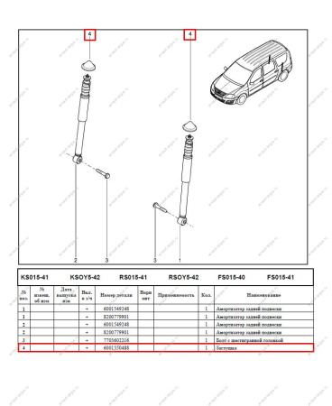 Заглушка к амортизатору заднему LADA Largus/Лада Ларгус Renault