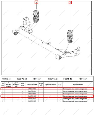 Пружина задней подвески LADA Largus/Лада Ларгус цилиндрическая винтовая универсал 7 мест Renault