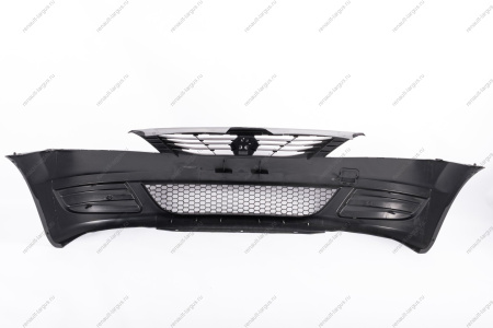 Бампер передний RENAULT Logan/Рено Логан без птф после (шершавый) 2010 (+решетка нижняя +верхняя) Gamma