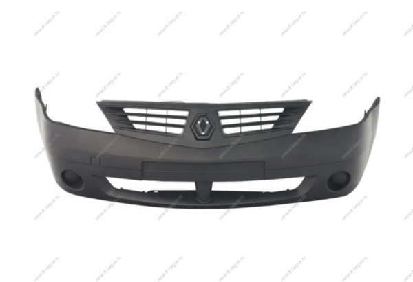 Бампер передний RENAULT Logan до 2010 г шагрень без птф с верхней решеткой 6001551338 Gamma