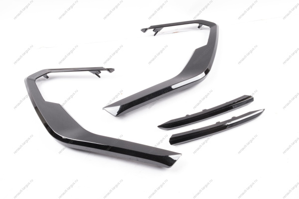 Молдинг переднего бампера к-т 4шт (черный глянец) LADA Vesta FL Россия