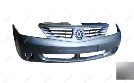 Бампер передний под птф RENAULT Logan/Рено Логан крашеный 632 Gris boreal Серебристый фаза 1 . Кампласт
