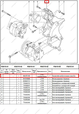 Кронштейн LADA Largus/Лада Ларгус крепления вспомогательных агрегатов (8 кл) Renault