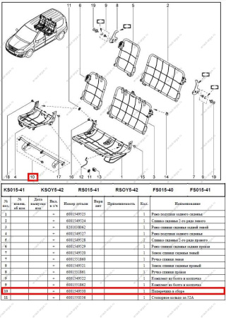 Поперечина LADA Largus/Лада Ларгус передняя 2-го ряда сидений Renault