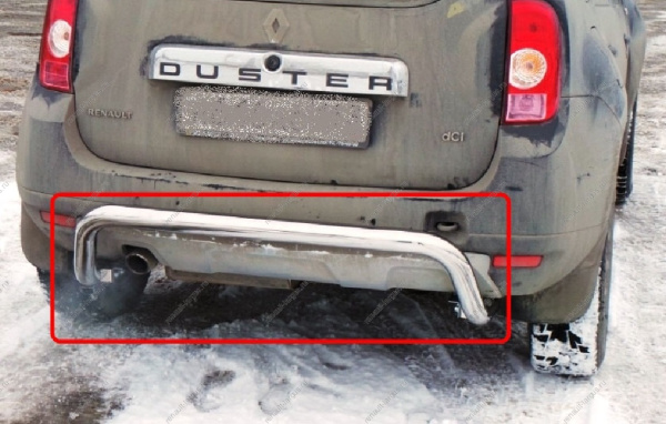 Защита RENAULT Duster/Рено Дастер заднего бампера дуга 63,5 мм (нержавеющая сталь) Тольятти
