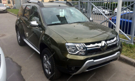 Бампер передний RENAULT Duster крашеный Хаки DNP c под птф 2010-2014 Api