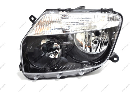 Фара RENAULT Duster левая 4X4 черная под корректор DEPO