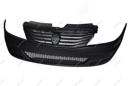 Бампер передний RENAULT Logan/Рено Логан без птф после (шершавый) 2010 (+решетка нижняя +верхняя) Gamma