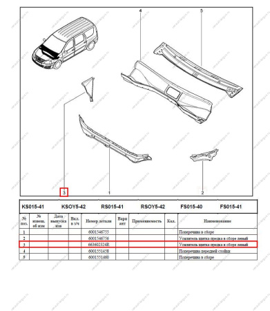Усилитель щитка передка правый LADA Largus/Лада Ларгус/ XRAY Renault