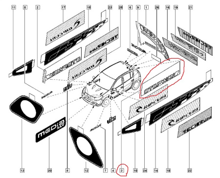 Наклейка двери RENAULT Sandero Stepway/Рено Сандеро Стапвей 2014- левая левая Renault