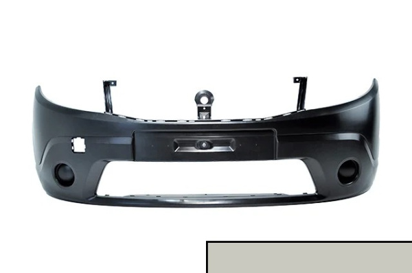 Бампер передний RENAULT Sandero крашеный БЕЗ ПТФ Gris Basalte KNM серый базальт 2008-2013 API