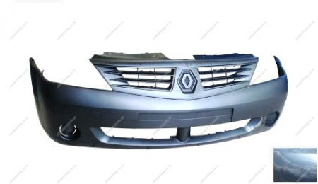 Бампер передний без птф RENAULT Logan/Рено Логан крашеный B66 Gris eclipse Серое затмение фаза 1 ЛЮКС/Полноокраш. без птф Кампласт